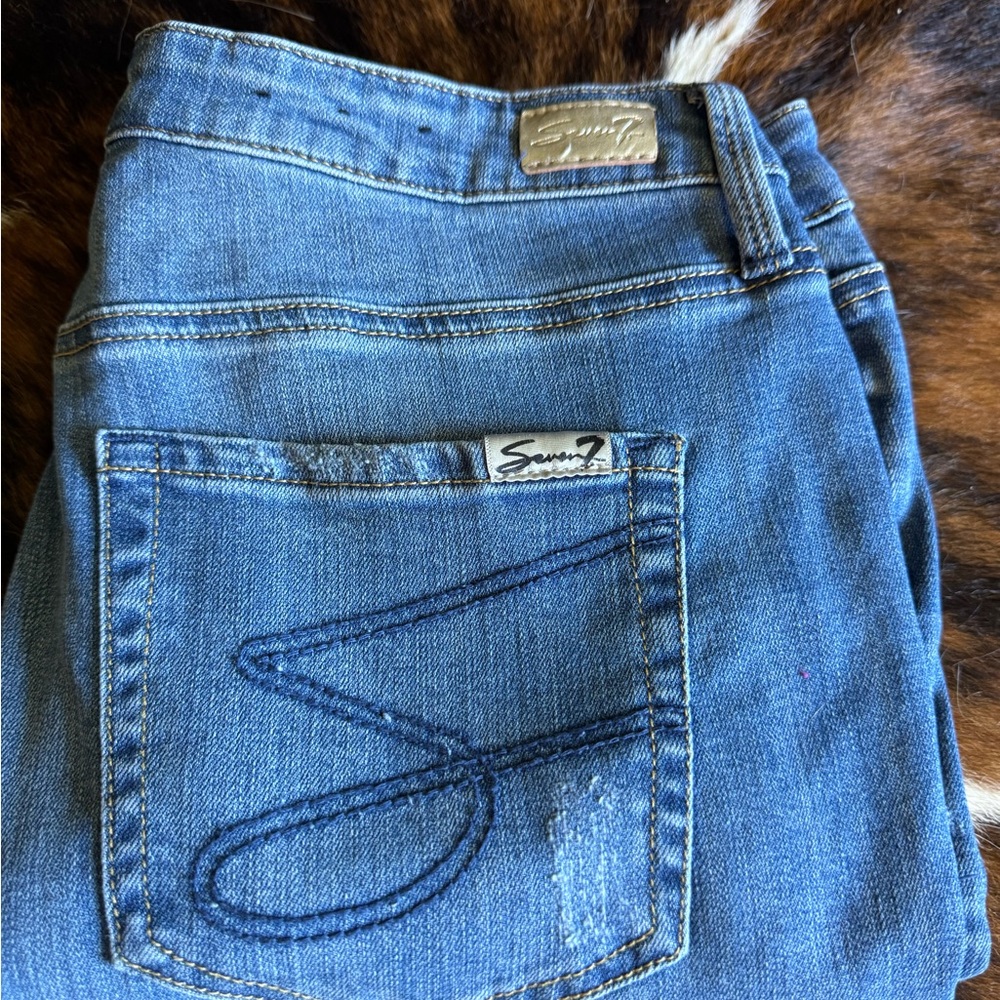 Seven 7 Vancouver Mid Rise Skinny Jeans Size 8 Embroidered Boho Hippie Denim - Picture 8 of 12